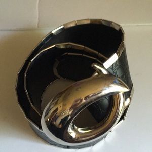 Leather Belt black- silver